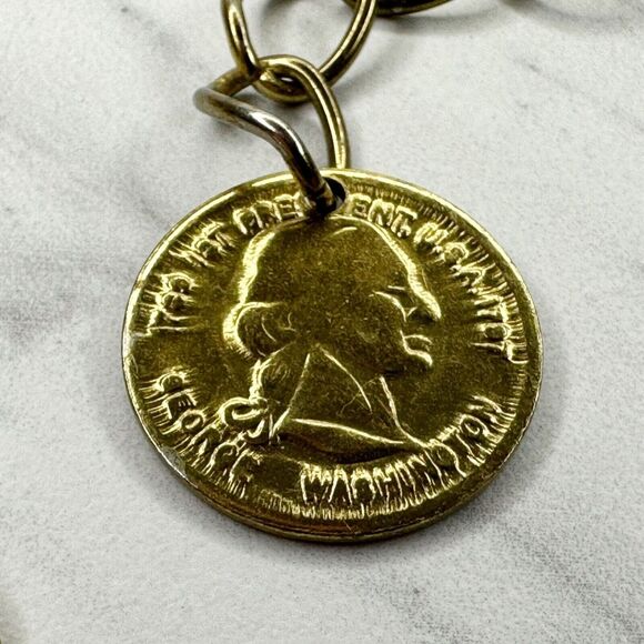 George Washington Coin Metal Chain Link Belt Size Small S Medium M - Picture 2 of 12